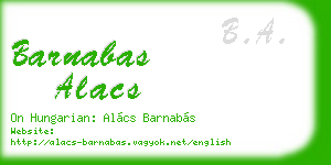 barnabas alacs business card
