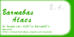 barnabas alacs business card